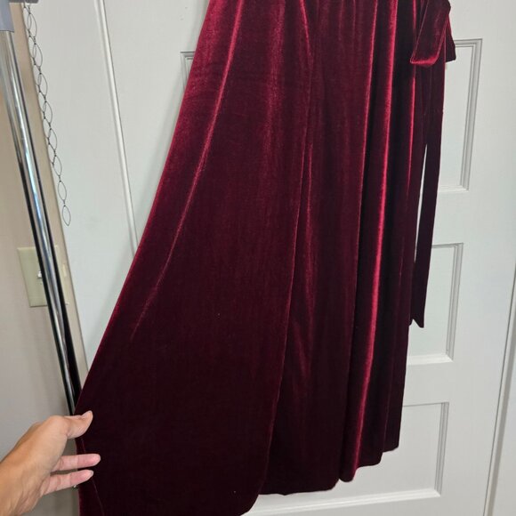 Red Velvet Faux Wrap High Low Midi/Maxi Skirt - Picture 8 of 8